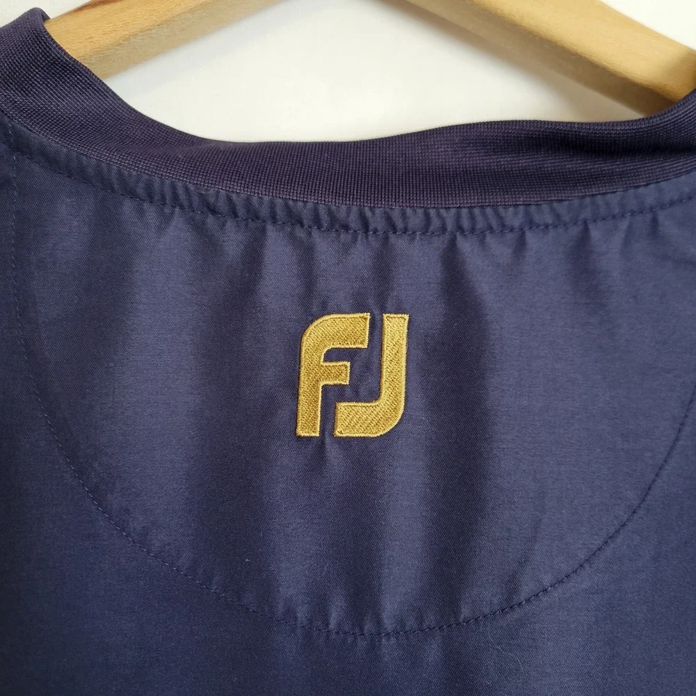 FootJoy Wind Shirt Mens Large Navy Blue Golf Short Sleeve Pullover Jacket Pocket